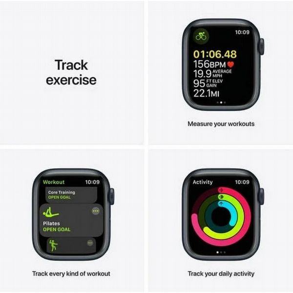 Refurbished Apple Watch S7 41mm Midnight Aluminum case, Midnight Sport Strap, GPS - LIKE NEW