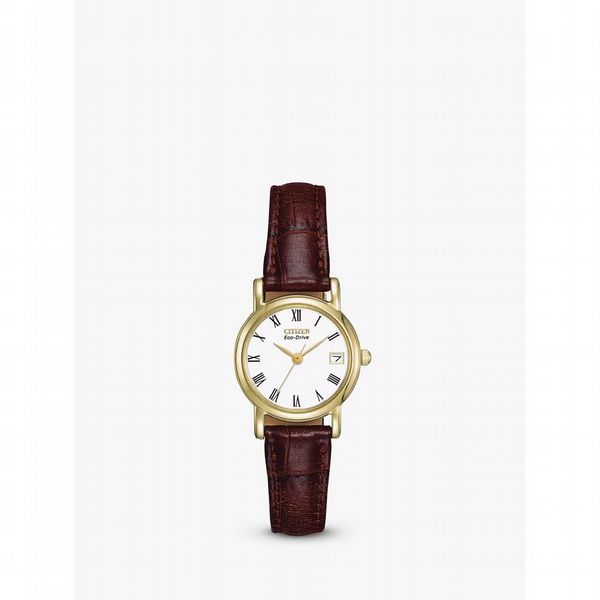 Citizen Women's Eco-Drive Leather Strap Watch, Brown/White