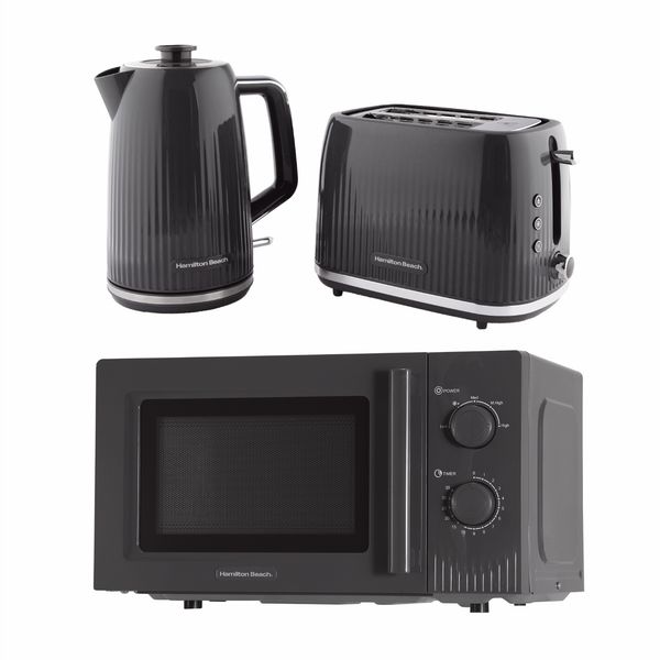 Hamilton Beach Miami Kettle, Toaster and Miami Microwave Set - Charcoal